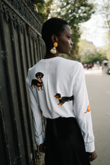 SEIDENBLUSE MIT WEISSEM PRINT