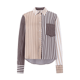 SEIDENBLUSE MIT BRAUNEN STREIFEN