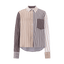 SEIDENBLUSE MIT BRAUNEN STREIFEN