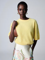 Short-sleeved pullover made from a cashmere-wool blend