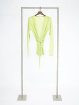 Knitted cardigan with tie belt made of cashmere-wool blend