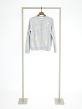 Wool-cashmere blend cardigan with floral pattern