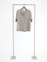 Short-sleeved silk blouse with a V-neck